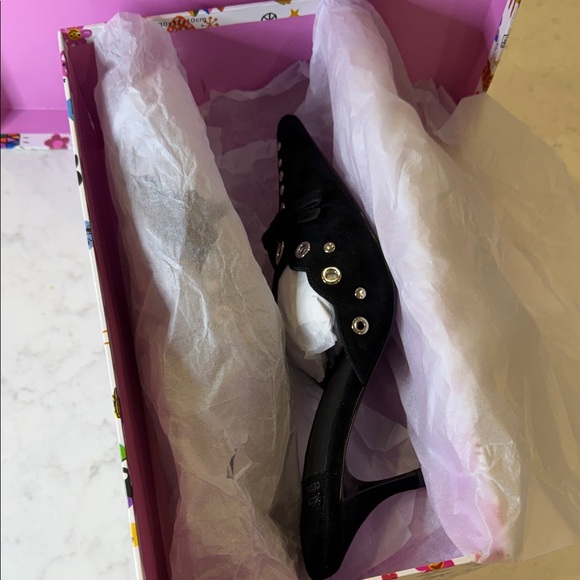 Jeffrey Campbell Black Suede Mules with Silver Accents - Picture 8 of 9